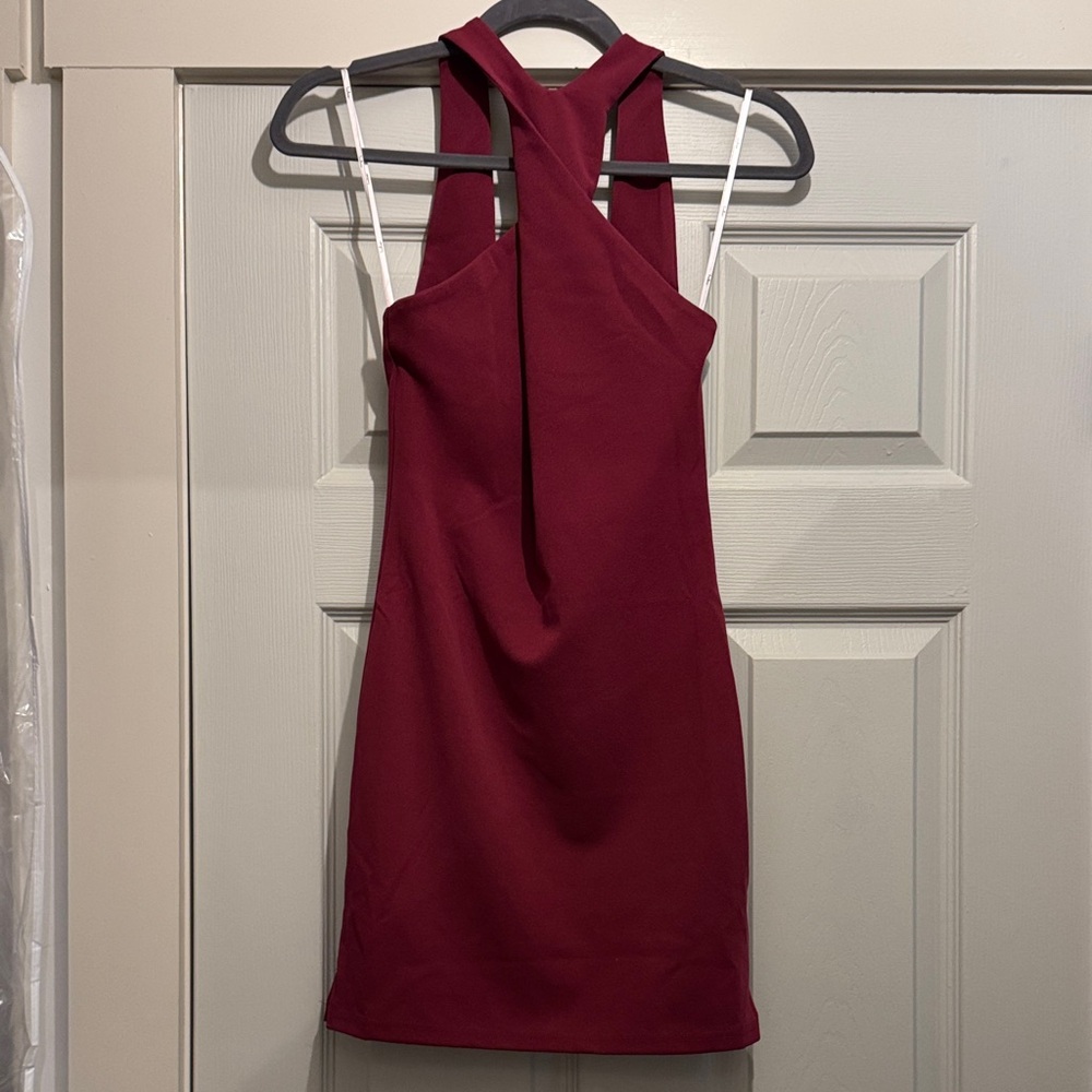 Lulu's Chic Wine Backless Dress